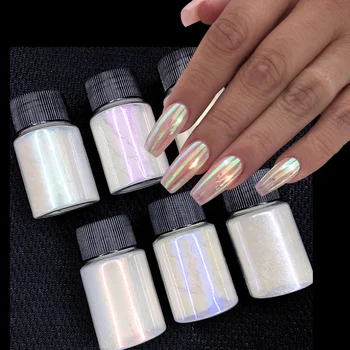 1 Garrafa de Sereia Unhas de Glitter Pigmento Holográfico Aurora Unhas Pó Para DIY Manicure Decoração de Pérolas Efeito Reluz