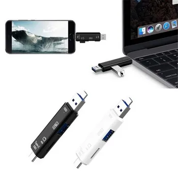 100pcs Micro USB Tipo C USB Leitor de Cartão do TF OTG Hub Adaptador para PC e telefone