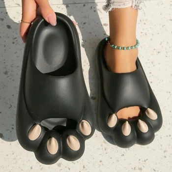 2023 Nova Diversão Garra de Tigre Proteção para os Pés Chinelos de Novidade as Mulheres de Verão Plataforma Anti-derrapante Slides Sandálias de Banho Par de Sapatos