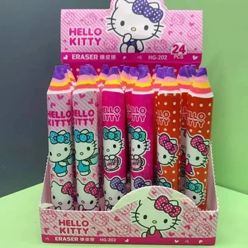 24/48pcs Novo Sanrio Cartoon Borracha Caneta Hello Kitty Melodia Kuromi Cinnamoroll Bonito Borracha Miolo de Limpeza artigos de Papelaria do Estudante Presentes