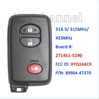 3 Botão de Carro Smart Key HYQ14ACX 314.35 MHz FSK Sem Remota DST80 5290 do PWB para a Toyota Sienna Venza Prius Lexus 271451-5290 Chave
