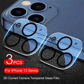 3PCS 3D Curvo de Vidro da Câmera para iPhone13 Pro Max Traseira Lente de Vidro Temperado no Caso, a Proteção Iphoen Iphon 13Pro 13 ProMax Mini-Caso