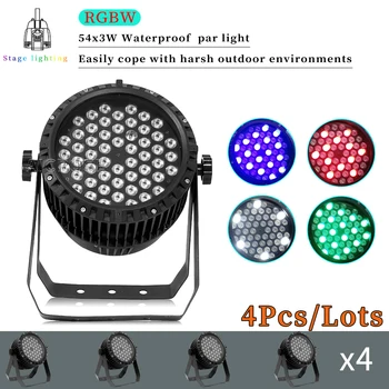 4Pcs/Lotes 54x3W RGBW de Luz da Cor do RGB 3 em 1 DIODO emissor de Luz Par Waterproof Controle DMX DJ Discoteca ao ar livre Desempenho de Iluminação de Palco
