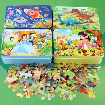 60 Pedaço de Ferro Caixa de Madeira Puzzle para Educação infantil Brinquedo de Madeira Entusiastas