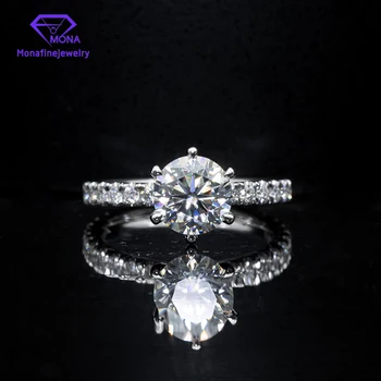 Alta Qualidade Espumante 1Ct Moissanite Anéis de Ouro 14K Para as Mulheres Incolor Jóias de Diamante Banda de Casamento