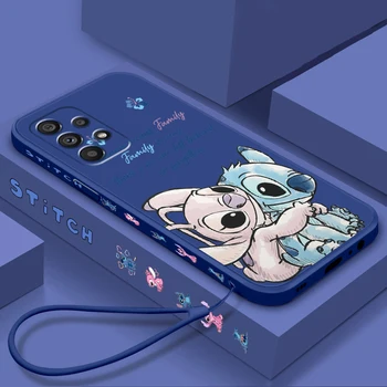 Anime Disney Lilo & Stitch Líquido Esquerda Corda Para Samsung Nota 20 10 A54 A31 A14 A03 A22 A34 A04 A24 Ultra Plus 5G Caso de Telefone