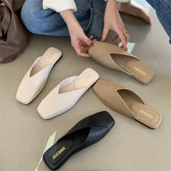 Baotou Chinelos para Senhora Vestindo 2023 Verão de Novo Semi Chinelos de quarto Moda Mueller Sapatos para Mulheres