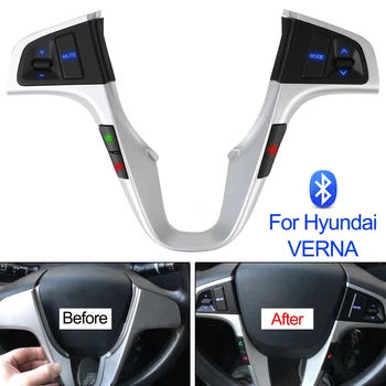 Bluetooth Para Hyundai VERNA SOLARIS Acessórios do Carro de Volume de Áudio de Música Interruptor de Controle de luz de fundo Azul Botão no Volante