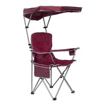 Cadeira dobrável de Adultos Vermelho/Cinza de Proteção solar Ajustável Dossel Exterior com Cadeiras de Praia Móveis com Saco de transporte