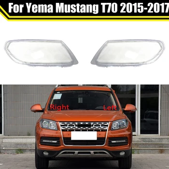 Carro Da Frente Faróis Tampa De Vidro Transparente Luminárias Lâmpada Shell Máscaras Farol Lente De Caso Para Yeam Mustang T70 2015 2016 2017
