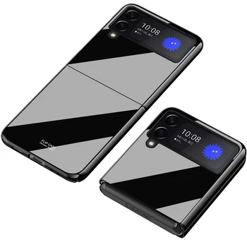 Case para Samsung Galaxy Z Flip 3 Ultra-Fino de Cor de Estampagem Tampa de Proteção, Bare-Metal de Mão de se Sentir 360 Proteção completa