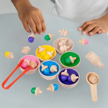 Crianças pequenas Bolas em Copos Montessori Brinquedo e o Clipe de Colher Pré-escolar de Aprendizagem Brinquedo