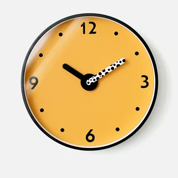 Decoração Relógio De Parede Relógio De Sala Única Roundwall Relógio Acrílico Nórdicos Amarelo Criativo De Design Moderno, Silencioso Vidro Zegar Assistir