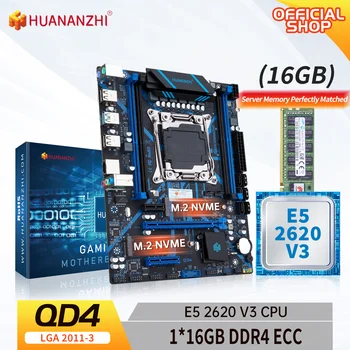 HUANANZHI X99 QD4 LGA 2011-3 XEON X99 placa-Mãe com processador Intel E5 2620 v3 com 1*16G DDR4 memória ECC combo conjunto de kit de NVME SATA