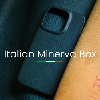 Italiano Minerva Caixa de Couro Genuíno de Caso para o iPhone 14 Pro Max Plus Artesanal de Negócios de Luxo de Couro Tampa do Telefone