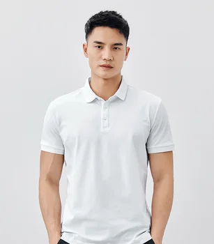 J1469 Homens casual manga curta camisa polo masculina verão nova cor sólida meia manga Lapela T-shirt.J8511