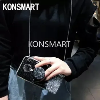 KONSMART Poco F2 Pro Caso de Glitter Star Soft Case Para Xiaomi Poco F2 Pro Clara de Silicone Ficar para Trás a Tampa Com Alça de Fundas
