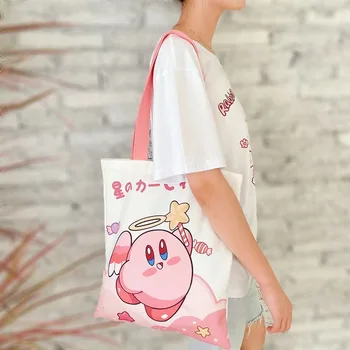Kawaii Anime Estrelas Kirby O Único Saco de Ombro Saco de Lona, com uma Grande Capacidade de banda desenhada da Menina Elegante e Bonito Sacos de Presente