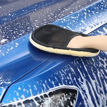Lavar o carro Luvas de Microfibra Macia Lã Absorvente de Água Anti-derrapante Limpeza de Cuidados de Luvas de Limpeza Automática de Ferramentas de Carro Acessórios 1Pcs