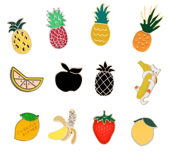Mini Frutas Broche De Melancia, Morango, Laranja, Banana, Maçã Abacaxi Cartoon Fruto De Moda, Os Broches Para As Mulheres E Crianças Jóias