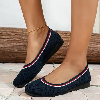 Mulheres Sapatilha Soft Inferior Sapatos Inferior antiderrapante, Confortável Mulheres de Malha Respirável Sapatilha Simplicidade de Lazer Sapatos femininos