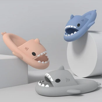 Mulheres de Verão de Tubarão, Chinelos de quarto Tubarão Slides Homens de Banho Flip-Flops em Casa Adultos Anti-derrapante Sapatos Casal Unisex Engraçado Sandálias