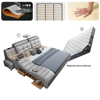 Multifuncional inteligente cama Twin size quadros com carregador sem fios massagem de mobiliário de quarto