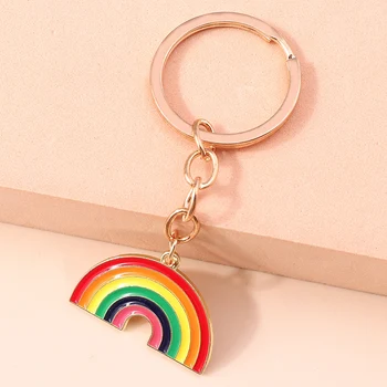 Nova Moda LGBT arco-íris Esmalte Colorido arco-íris Chaveiro Jóias Pingente de chaveiro para chaveiros recordações