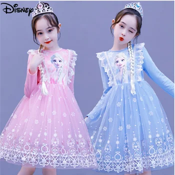 Nova animação da Disney periférica dos desenhos animados bonitos Congelados vestido vestido de crianças kawaii criativo Aisha vestido de princesa vestido de atacado