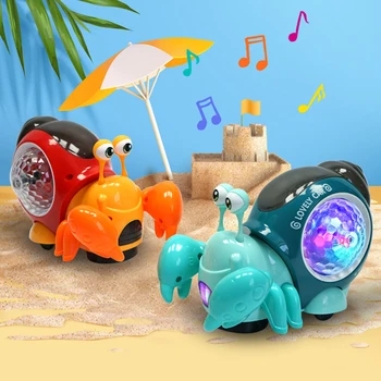 O rastreamento de Caranguejo Crianças Brinquedos com Música DIODO emissor de luz Luz para Cima Musical Interativa de Brinquedos para Criança Bebê Electrónica de Animais de estimação Mover o Rastreamento de Brinquedos