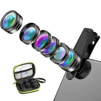 Olho de peixe, Grande Angular Macro longa Distância Polarizada Starlight 6-em-1 Conjunto Telefone Lente para iphone polariz Mais Smartphones Samsung