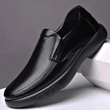 Os homens do Couro Genuíno+Microfibra Leathe sapatos 38-47 Macio Anti-derrapantes de Borracha Sapatos Homem Casual Sapatos de Couro 2023