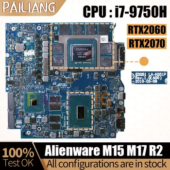 Para Dell Alienware M15 M17 R2 Notebook placa principal do computador Portátil LA-H351P 0PY87P I7-9750H RTX2060 RTX2070 RAMMotherboard Completo Testado
