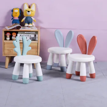 Para crianças, cadeiras de Bebê bonito dos desenhos animados bancada Família Coelho Encosto da Cadeira Cadeira de Plástico fezes de Crianças Cadeira Para Crianças de Móveis