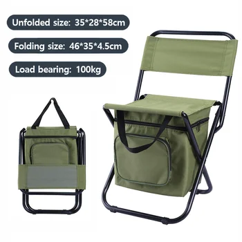 Portátil exterior Cadeira Dobrável 2 em 1 Multifuncional Acampamento de Pesca Cadeira Com Saco de Armazenamento Conveniente, Desgaste-resistente