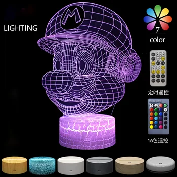Super Mario colorido 3D da noite do DIODO emissor de luz de toque do controle remoto lâmpada de mesa Mario animação jogo figura visual de luz presentes de aniversário