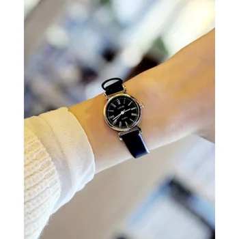Tendência de moda das Mulheres Relógio Minimalista Pequeno Dial Watch Mulheres Acessórios PU Pulseira de Couro Relojes Para Mujer relações Comerciais