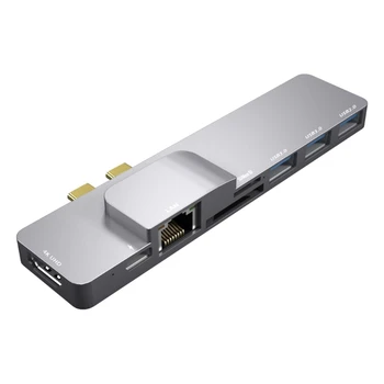 Tipo C Hub Tudo em 1 Compatível com HDMI USB3.0 Dupla do Tipo C, Estação de Ancoragem PD SSD T21A