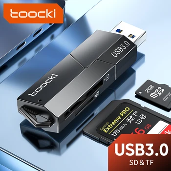 Toocki Leitor de Cartão do USB 3.0 para SD MicroSD & TF Cartão de Memória Adaptador Para Laptop PC Acessórios 5Gbps Inteligente Cardreader Leitor de Cartão