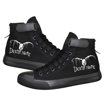 Unisex do Anime Death Note Yagami Light L Casual noctilucent Tornozelo Sapatos de Lona de Gancho Loop Televisão plimsolls pato sapatos de Tênis