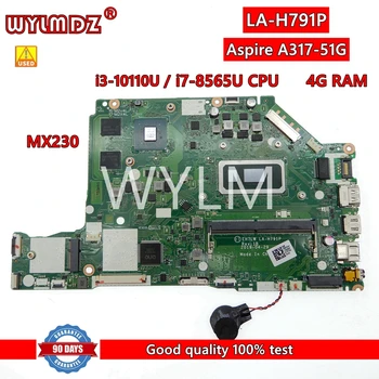 Usado LA-H791P i7-8565CPU 4GB de RAM do Portátil placa Mãe Para Acer Aspire A317-51G Notebook placa-mãe Teste OK