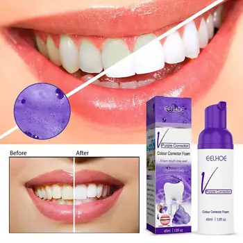 V34 Color Corrector de pasta de dente de Espuma de 30ml Roxo Corretor de creme Dental para Dentes Branqueamento de Dentes de Remoção de Manchas Roxo creme Dental