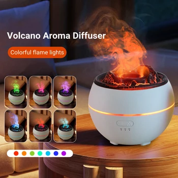 Vulcão Difusor de Aromaterapia 360ML Óleo Essencial de Aroma Difusor com Luzes Coloridas Casa ultra-Sônica Névoa fria Humidificador do Ar