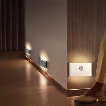 Smart LED de Ligação do Sensor de Movimento Noite de Luz Recarregável sem Fio de Indução Magnética Lâmpada de Parede, Casa, Quarto, Cozinha, Escada